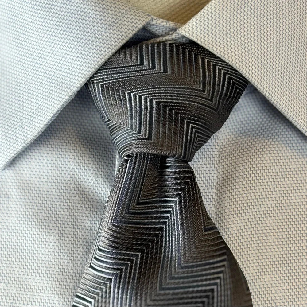 Pronto Uomo Men’s Necktie Gray Chevron Patterned Tie